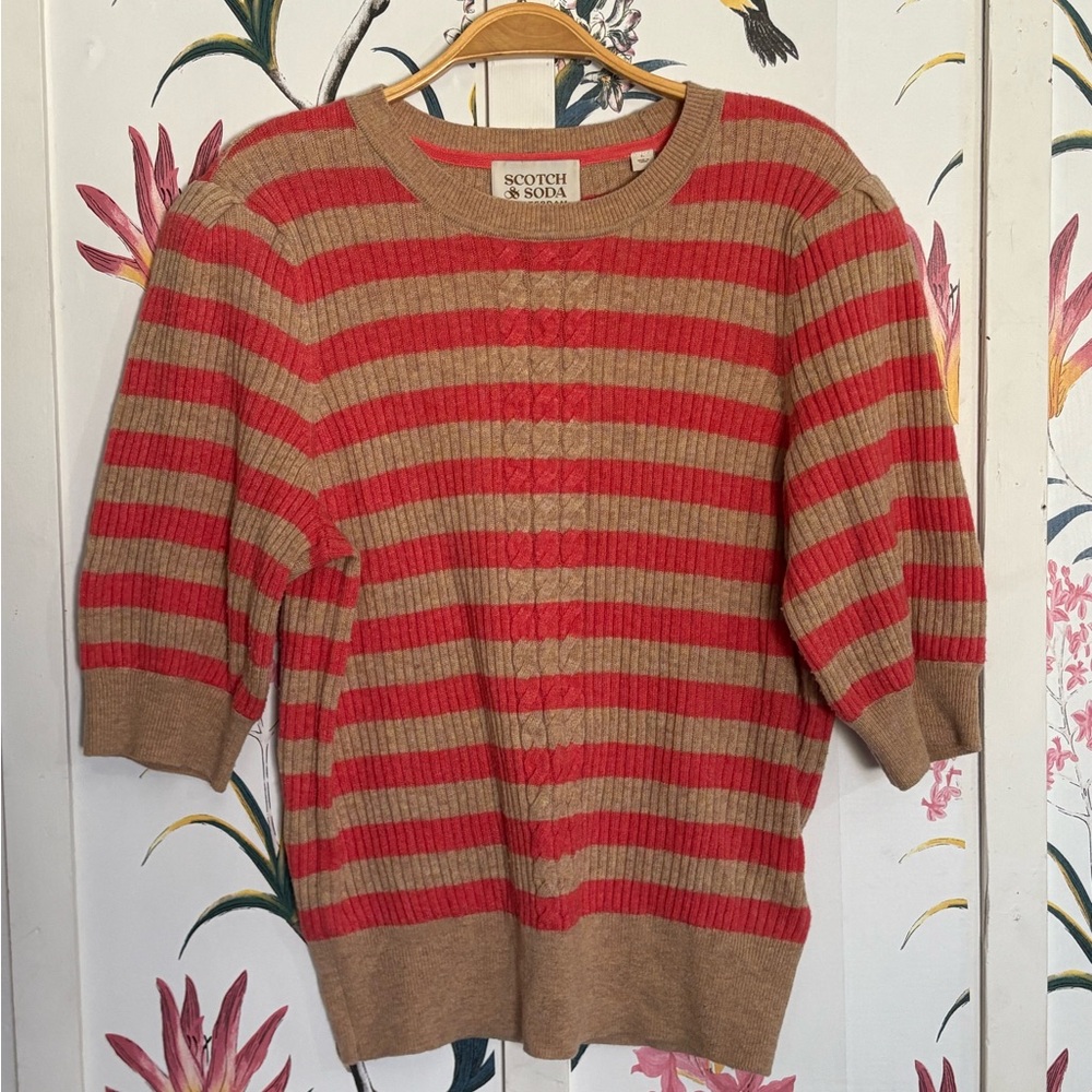 Scotch & Soda Red and Tan Knit Top